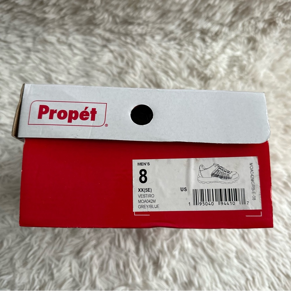 Propet Mens Vestrio Sneakers Gray Blue New In Box Size 8 Extra Extra Wide - Picture 10 of 10